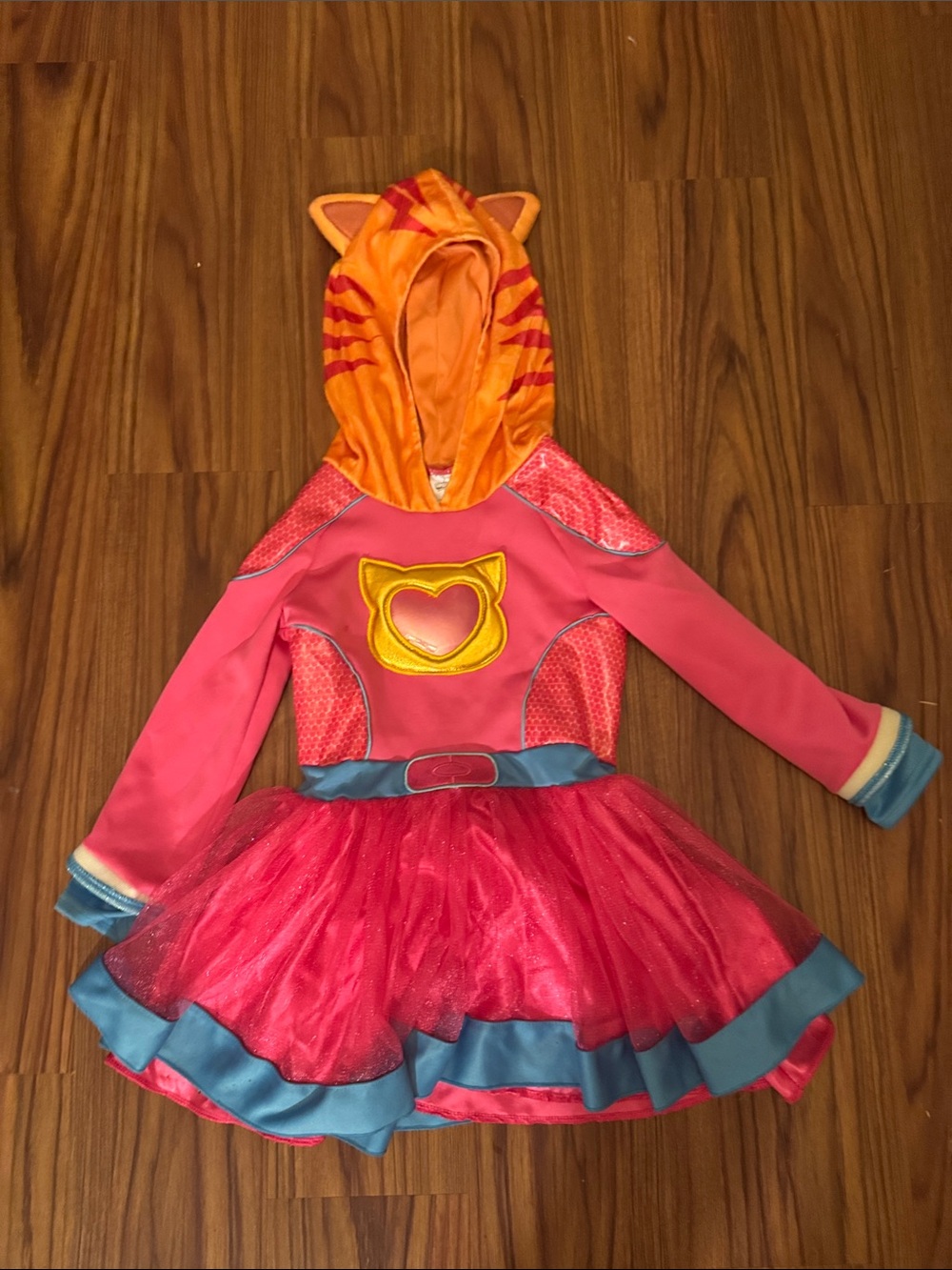 Spirit Pink Orange Cat Hooded Tulle Dress Costume